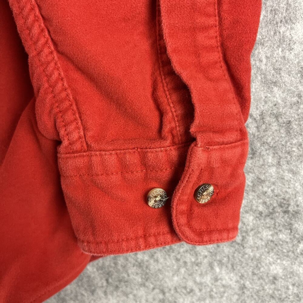 CC Filson Flannel Shirt Mens Medium Orange Button Up Heavy Rugged Outdoor Work - Picture 12 of 14
